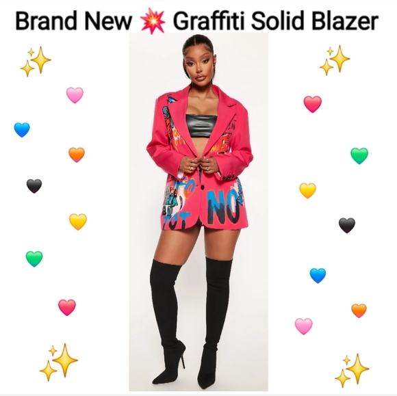 Ma Chérie Jackets & Blazers - Ma Chérie Virbart Pink Graffiti Blazer, Size M